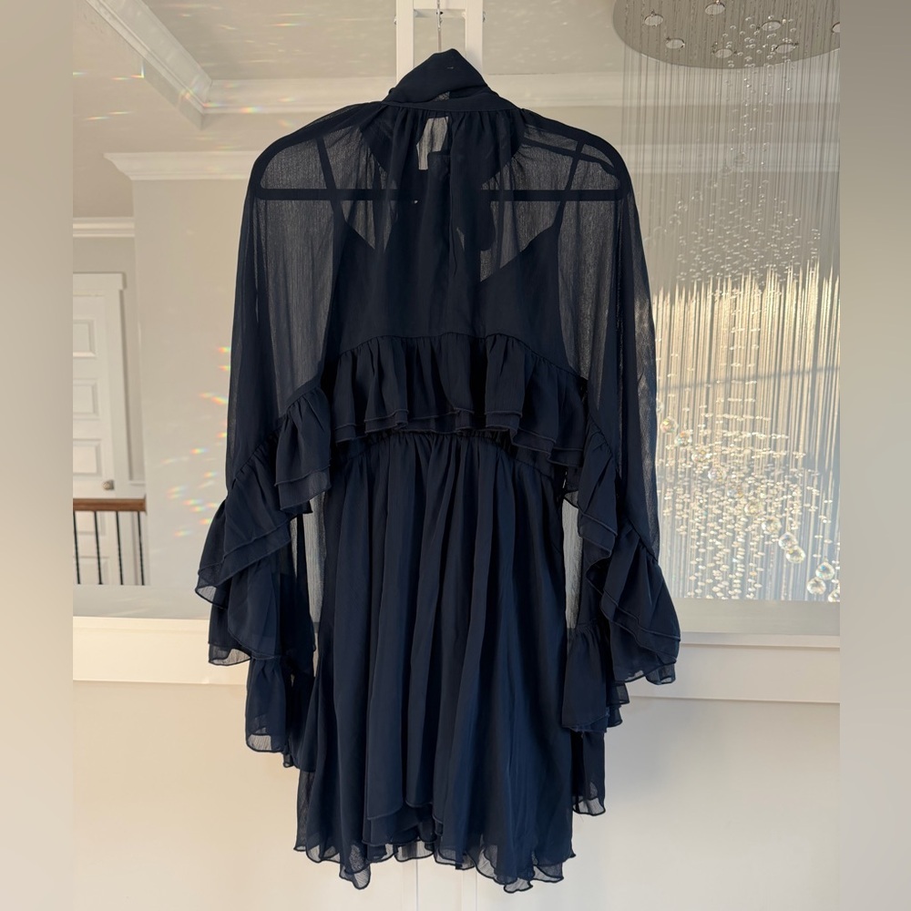 Commense Navy Ruffled Cape Two Piece Dress - Picture 4 of 8
